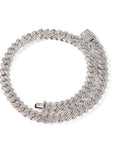 fully iced out 12mm curb cuban link necklace chain in baguette diamond White Gold shopgld