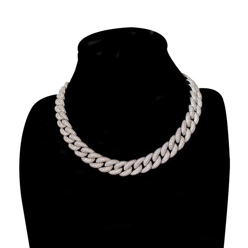 15mm rounded bubble cuban links necklace/bracelet chain 3D diamons vvs ifandco