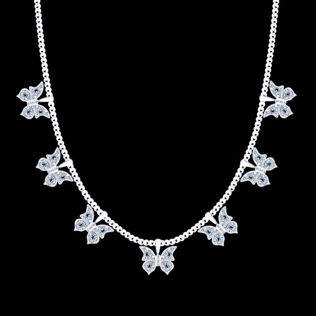 Farfetch Eyefunny diamond butterfly pendant choker necklace 