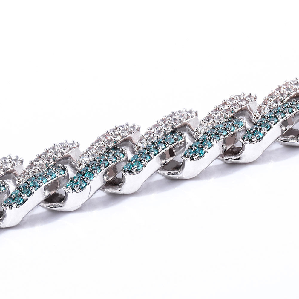 two tone curb cuban link bracelet blueface diamond gold buy travis scott