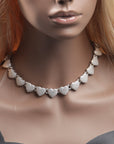 Fully iced interlaced heart 3D links necklace chain egan Thee Stallion hip hop jewelry celebrities jewelers diamond necklace bracelet ankle ring