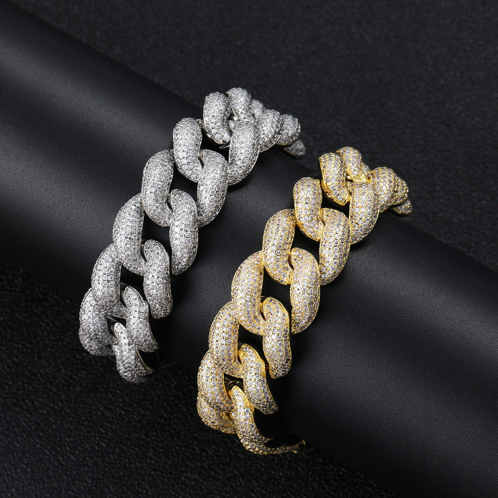18mm rounded bubble cuban links necklace/bracelet chain 3D diamons vvs ifandco shopgld