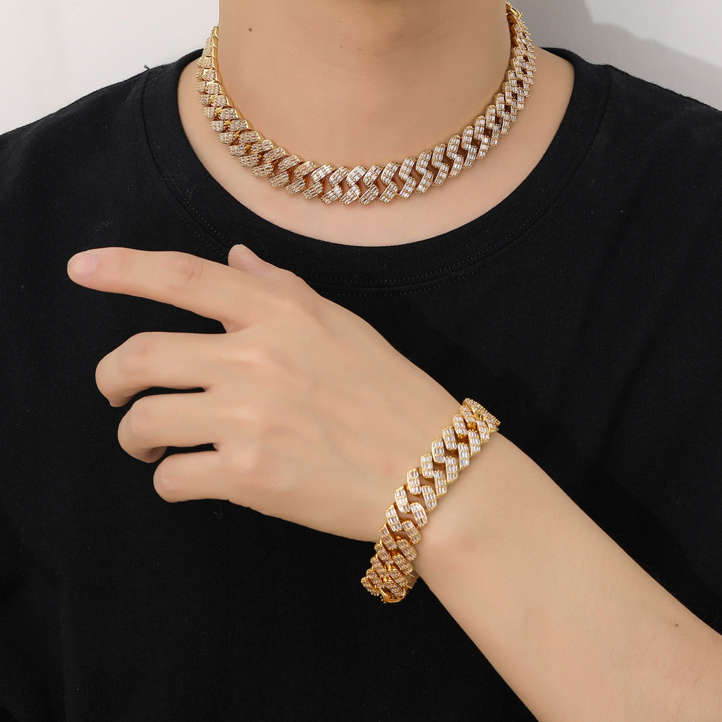 17mm fully iced baguette diamond cuban link necklace chain White Gold yellow gold asap rocky playboi carti lil uzi vert hip hop jewelry custom made