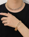17mm fully iced baguette diamond cuban link necklace chain White Gold yellow gold asap rocky playboi carti lil uzi vert hip hop jewelry custom made