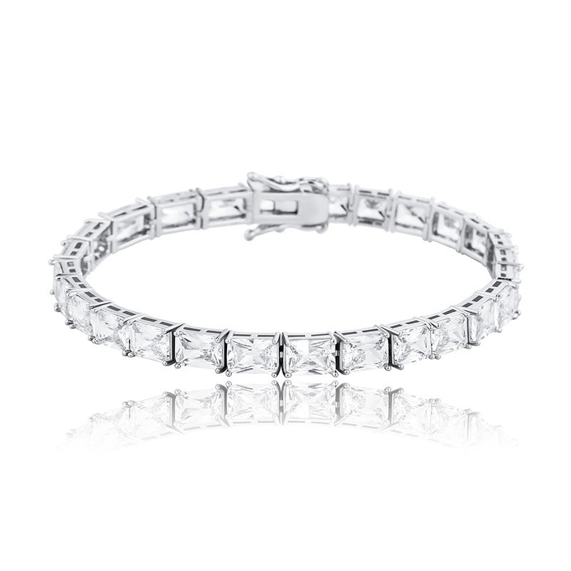 rectangle radiant cut diamond tennis link necklace chain diamond white gold travis rapper hip hop jewelery jewelers celebrity