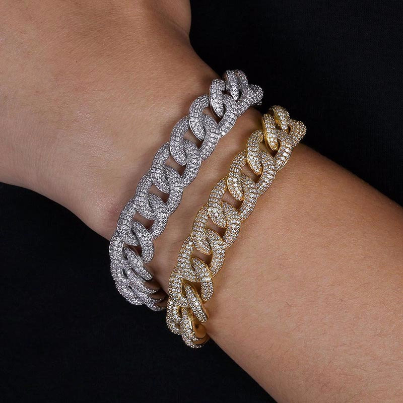 15mm cuban link fully iced micro pave diamond travis scott playboi carti asap rocky ian connor vlone vvs