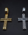 Baguette cross pendant & necklace with free matching chain hiphop