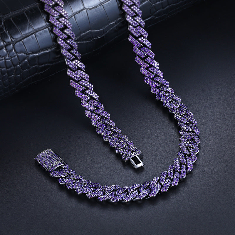 14mm curb cuban link necklace chain two row diamond purple black gold haze trap liluzivert drake travis scott shopgld diamond ifandco icebox jewelry hip hop rappers 