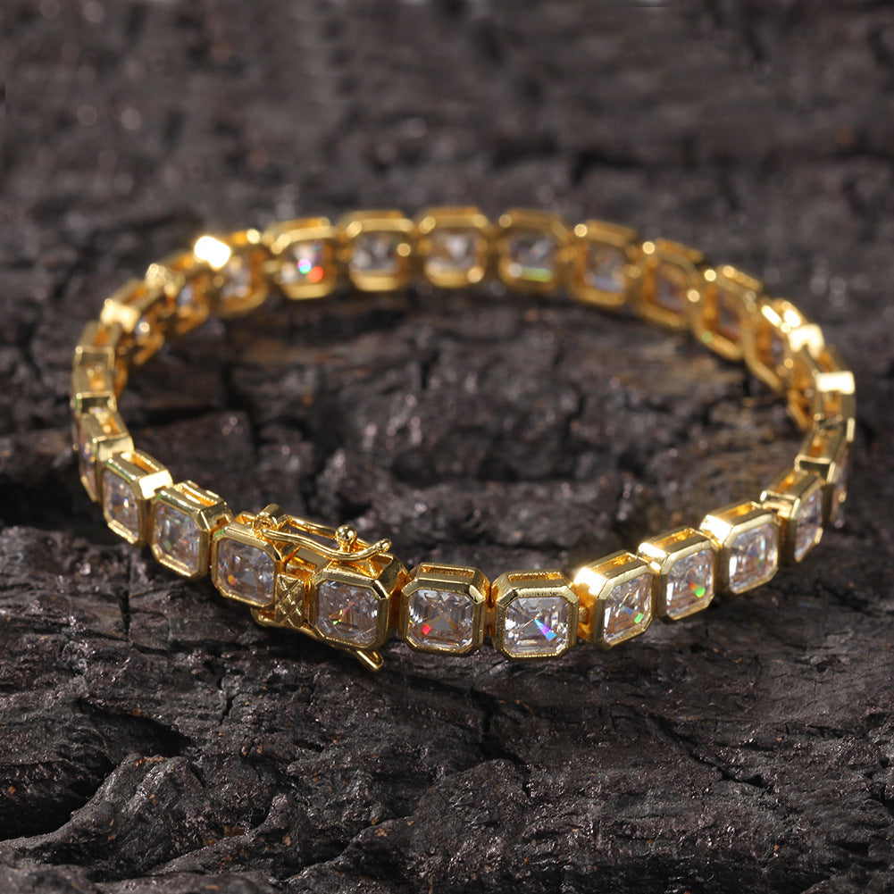 Emerald-Cut Diamond Eternity Line Tennis Bracelet in white gold travis scott