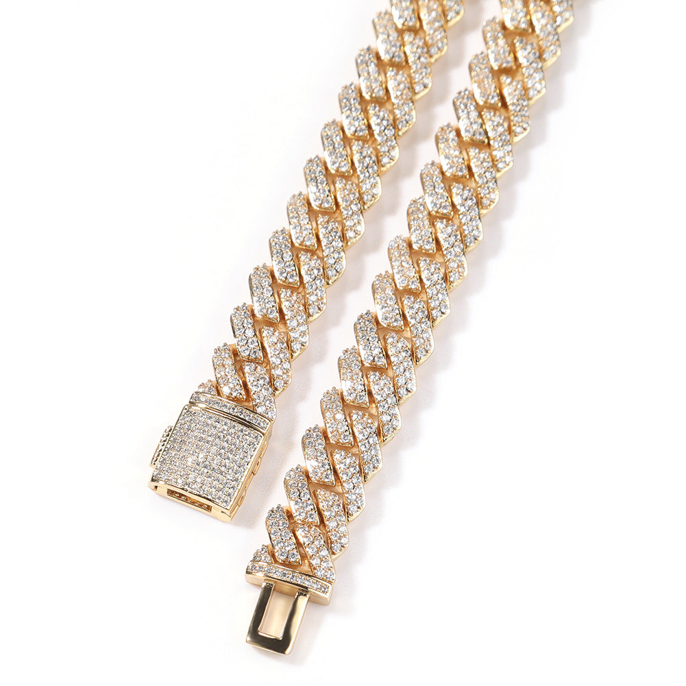 curb cuban link 10mm diamond necklace chain fully iced custom clasp diamond ifandco