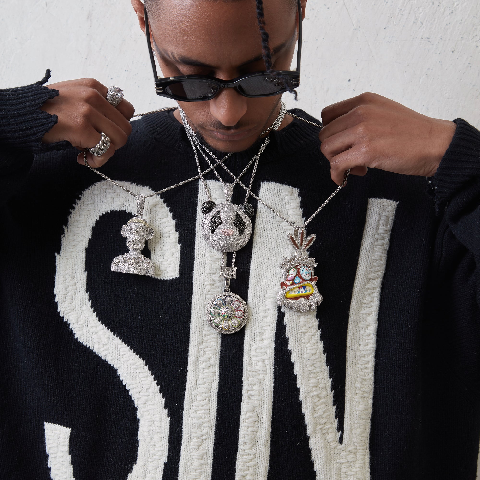 Fully iced Panda diamond pendant necklace chain as seen on Jackson Wang Got7 kpop fans buy panthepack