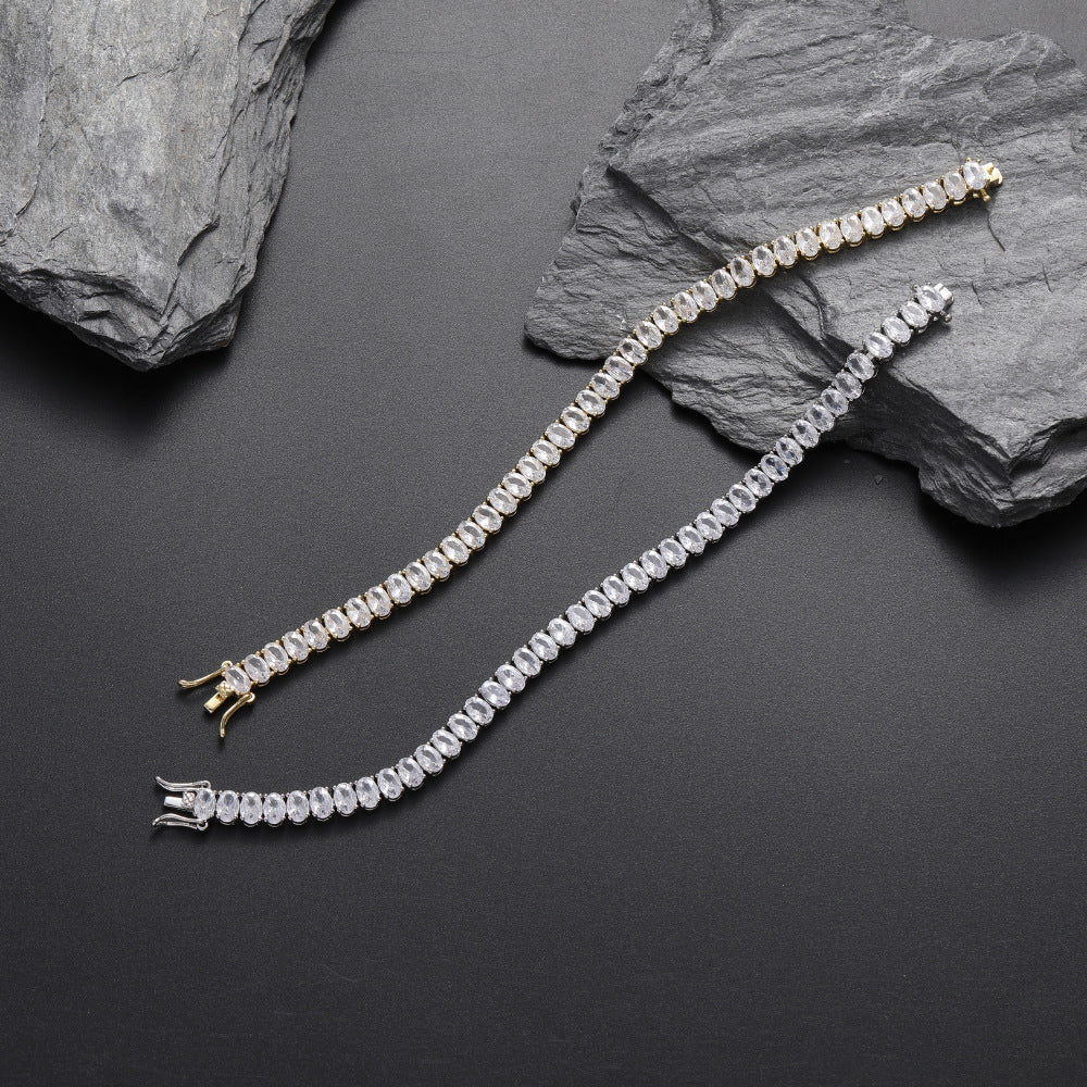 Iced out 6mm halo oval solitaire tennis links diamond bracelet White Gold bling iced out diamonds VVS