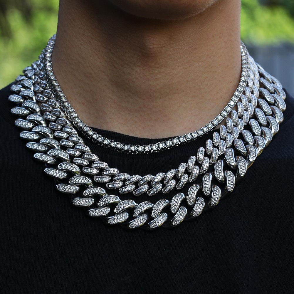 13mm baguette link necklace/bracelet chain custom clasp gold diamond hiphop jewelry