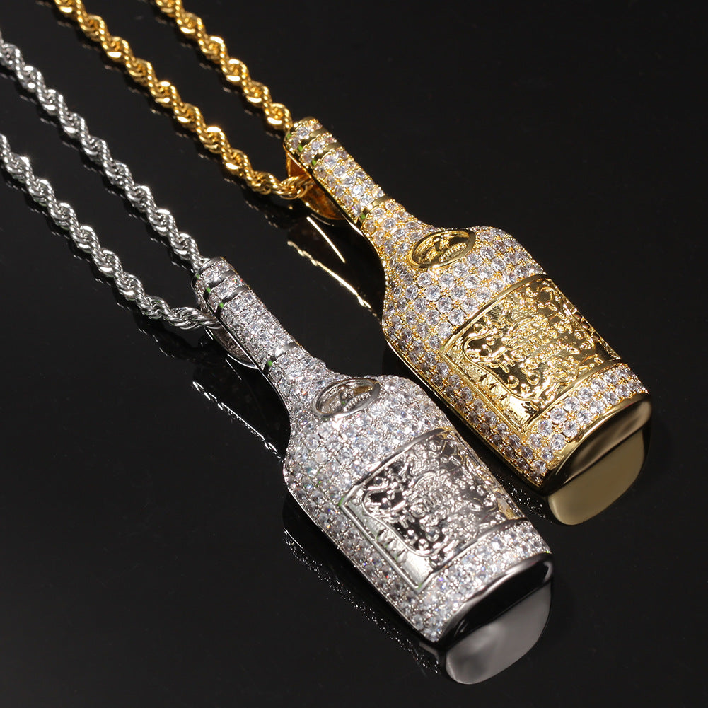 Hennessy dripped bottle pendant necklace chain saweetie my type juice world diamond gold 