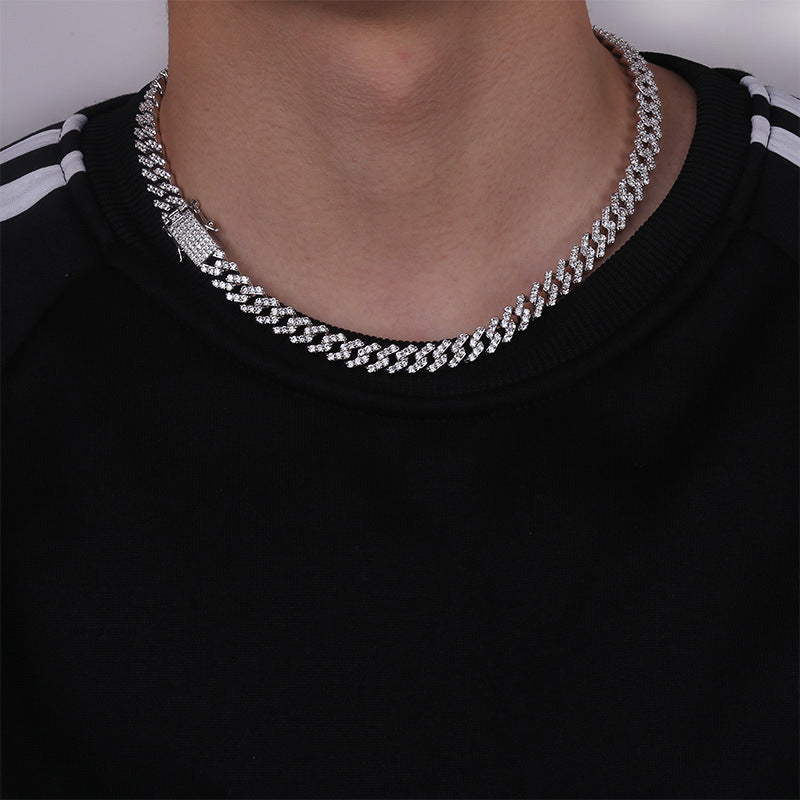 10mm curb cuban link chain necklace vvs diamond kanye west travis scott