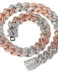 15mm cuban link necklace chain in baguette diamond White Gold Yellow Gold sterling silver hip hop jewelry cheap best quality custom made