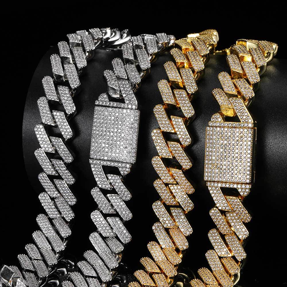 20mm curb cuban link three row highest quality gold diamond vvs ifandco icebox on lil uzi vert playvboi carti