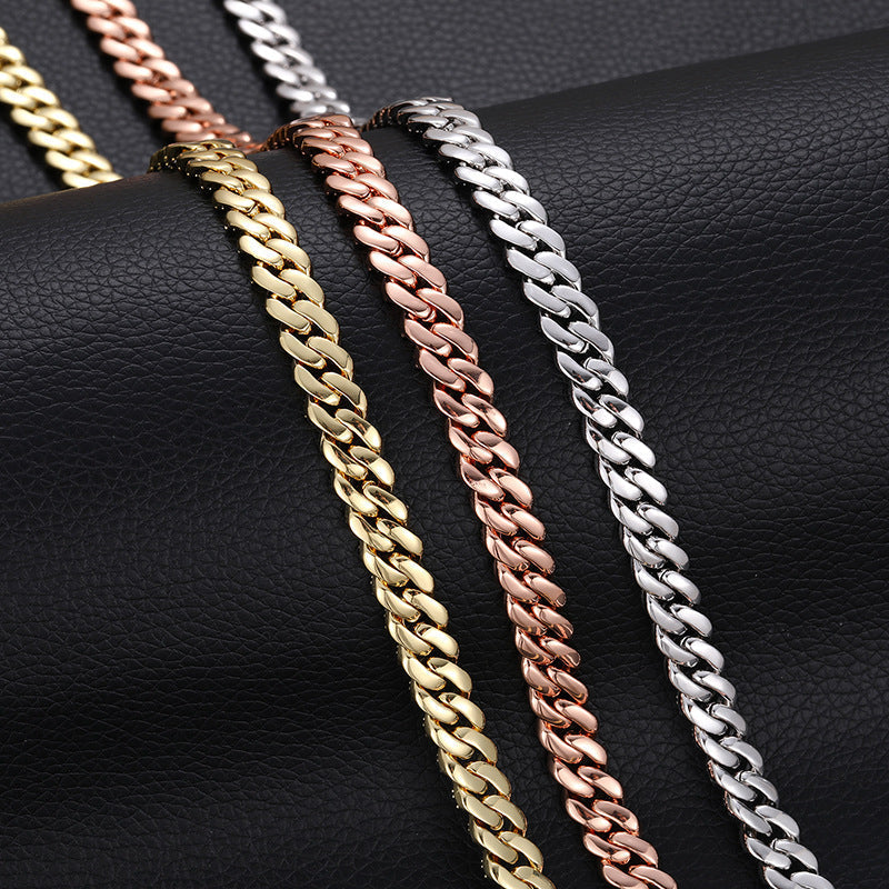 6mm Cuban Link Necklace Chain - Rose Gold 60cm