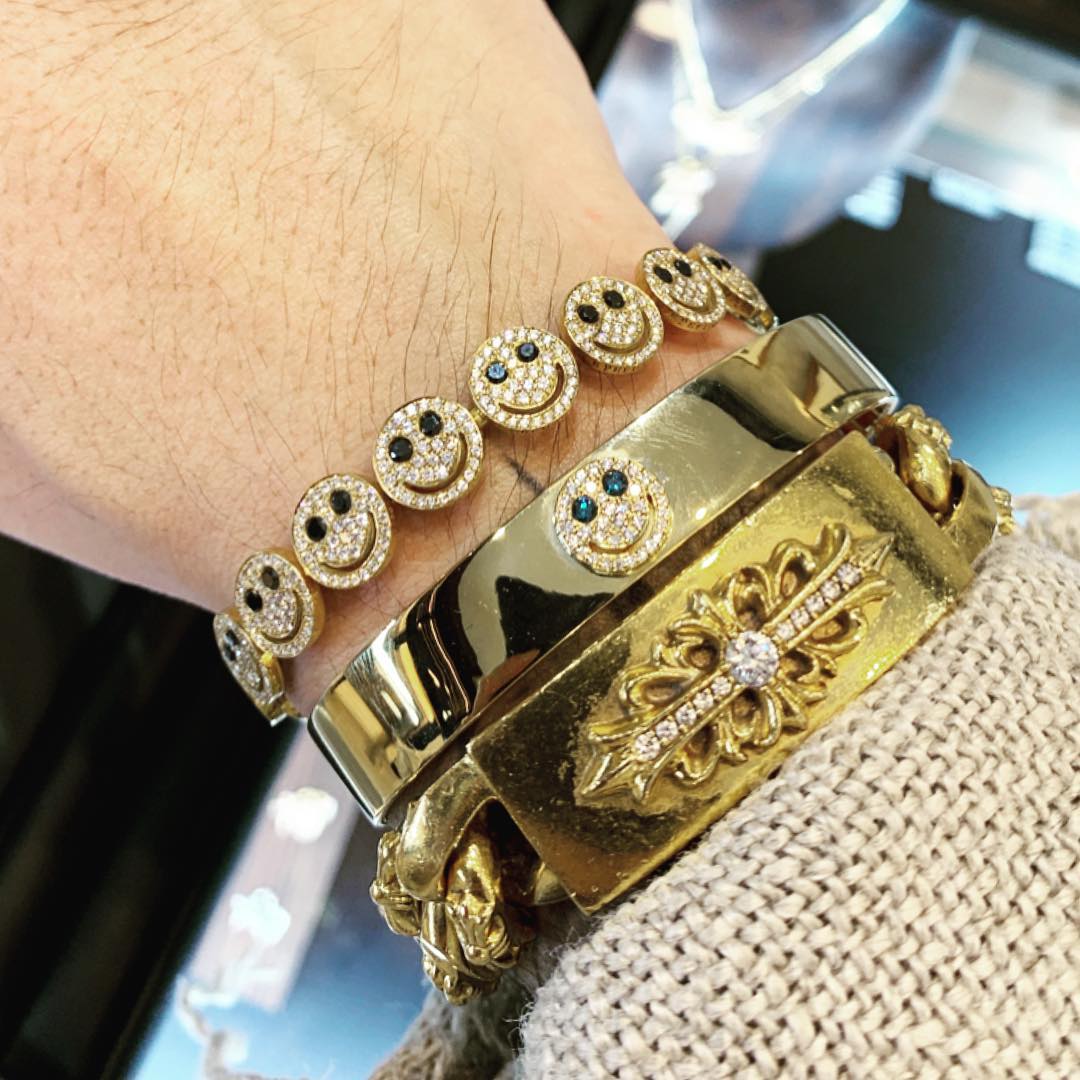 EYEFUNNY smiling face bangle bracelet smiley diamond vvs アイファニー POGGY KIM JONES VIRGIL JBALVIN