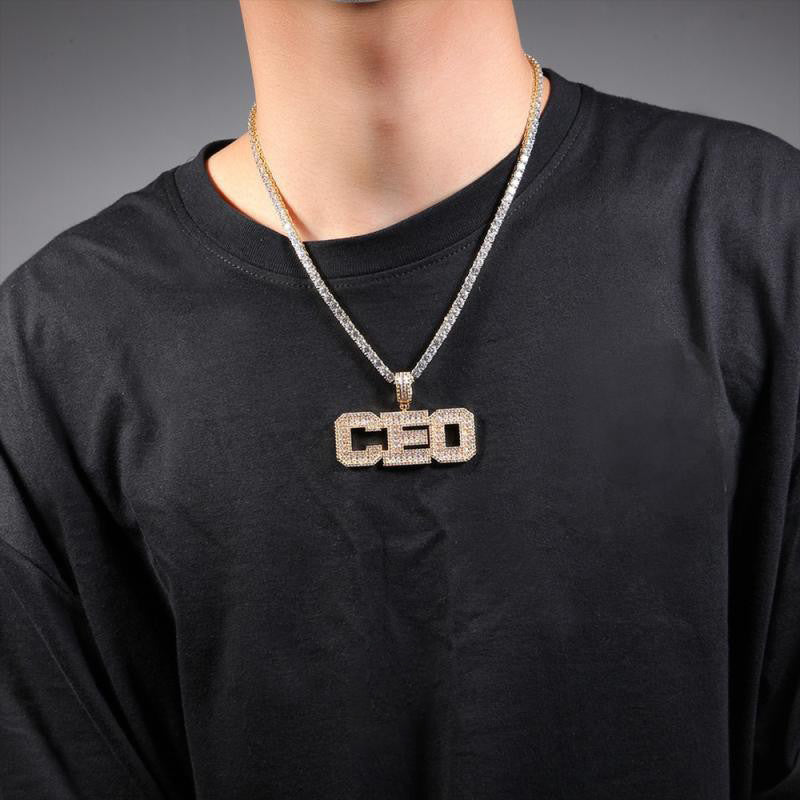 Custom number letter name baguette pendant necklace chain dialmond fully iced instagram famous rapper jewelry hip hop top jewelers