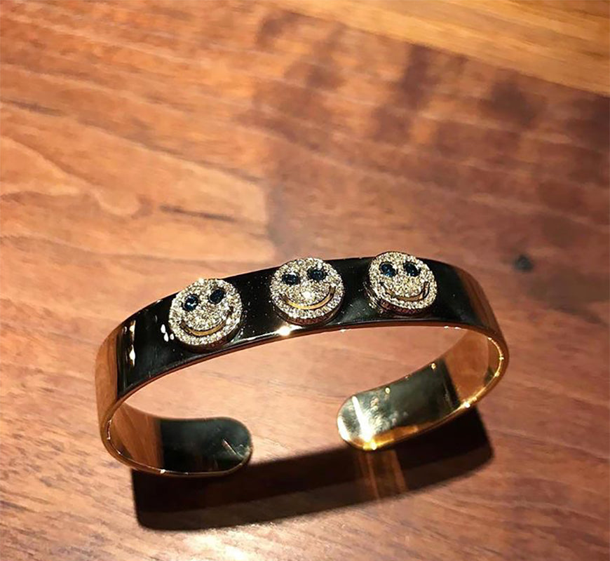 EYEFUNNY smile s bnagle wide smiling face bangle bracelet smiley diamond vvs アイファニー POGGY KIM JONES VIRGIL JBALVIN