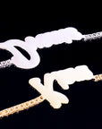 Hailey Bieber Wears Diamond Necklace With Her Married Last Name Vogue people.com custom name diamond necklace tennis link chain