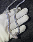 4mm tennis link with fully iced 3 butterflies short diamond necklace choker White Gold kylie jenner kardashians