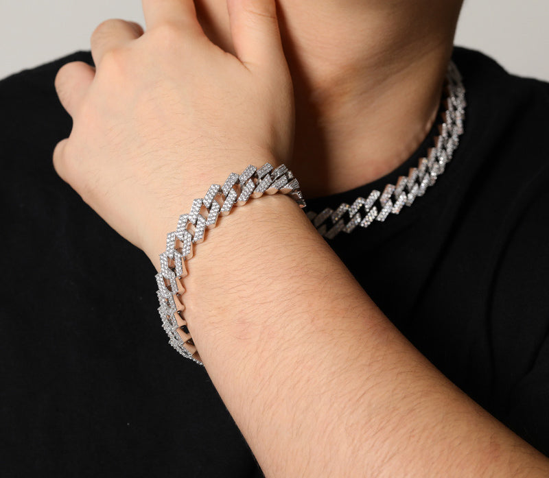 curb cuban link 14mm necklace bracelet chain fully iced custom clasp diamond ifandco