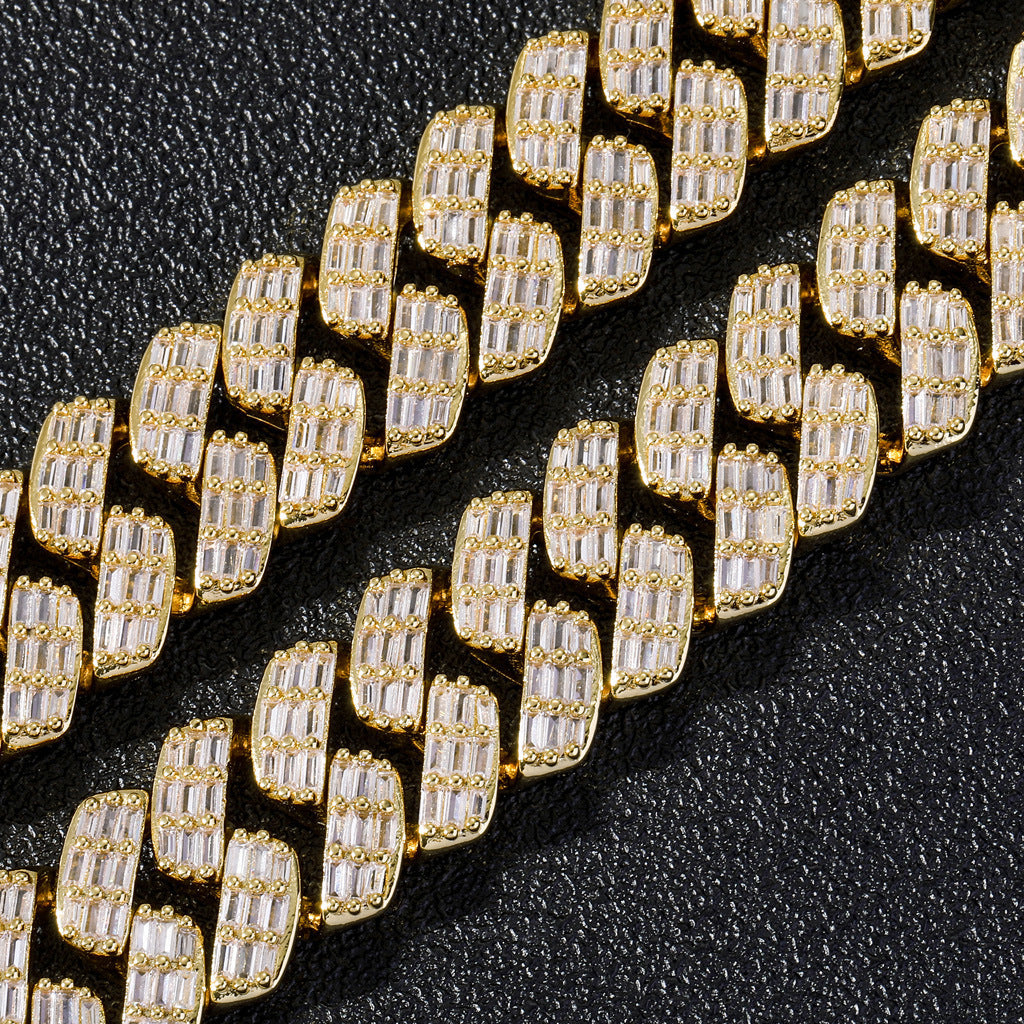 17mm fully iced baguette diamond cuban link necklace chain White Gold yellow gold asap rocky playboi carti lil uzi vert hip hop jewelry custom made