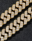 17mm fully iced baguette diamond cuban link necklace chain White Gold yellow gold asap rocky playboi carti lil uzi vert hip hop jewelry custom made