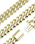 solid special clasp 18mm curb cuban link chain necklace bracelet yellow gold white gold solid silver 925 sterling vermeil