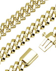 solid special clasp 18mm curb cuban link chain necklace bracelet yellow gold white gold solid silver 925 sterling vermeil