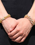 10mm Iced diamond Barbed wire link necklace bacelet chain White Gold yellow gold ifandco