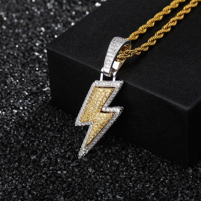 ian connor thunderbolt emoji pendant necklace chain diamond custom vvs benballer vlone