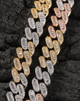 15mm cuban link necklace chain in baguette diamond White Gold Yellow Gold sterling silver hip hop jewelry cheap best quality custom made