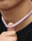 tennis chain necklace pink diamond hip hop custom jeweler ifandco shopgld