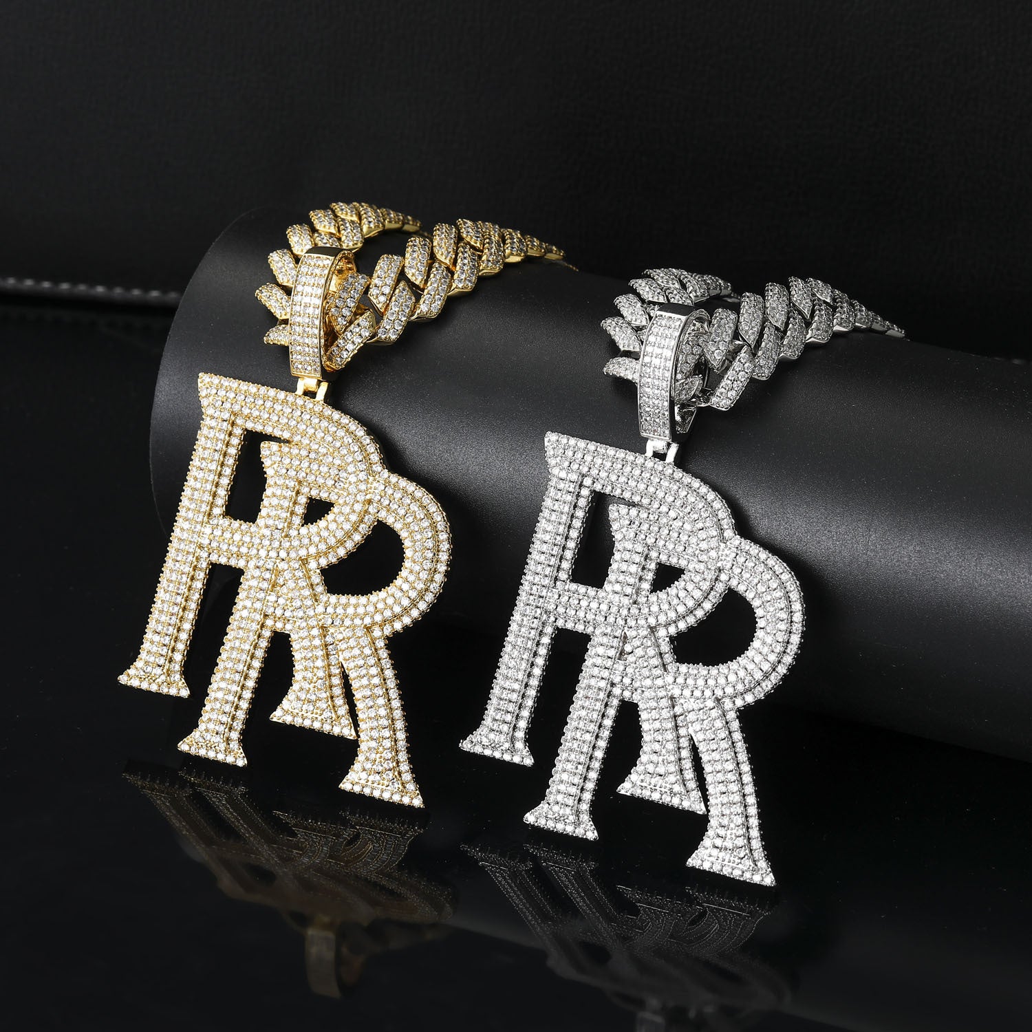 Double RR RoddyRicch diamond pendant &amp; necklace with free matching chain included shopgld ifandco