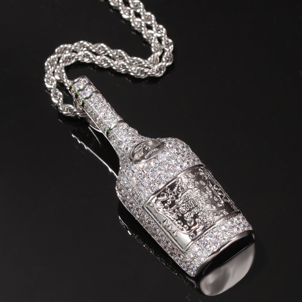 Hennessy dripped bottle pendant necklace chain saweetie my type juice world diamond gold 