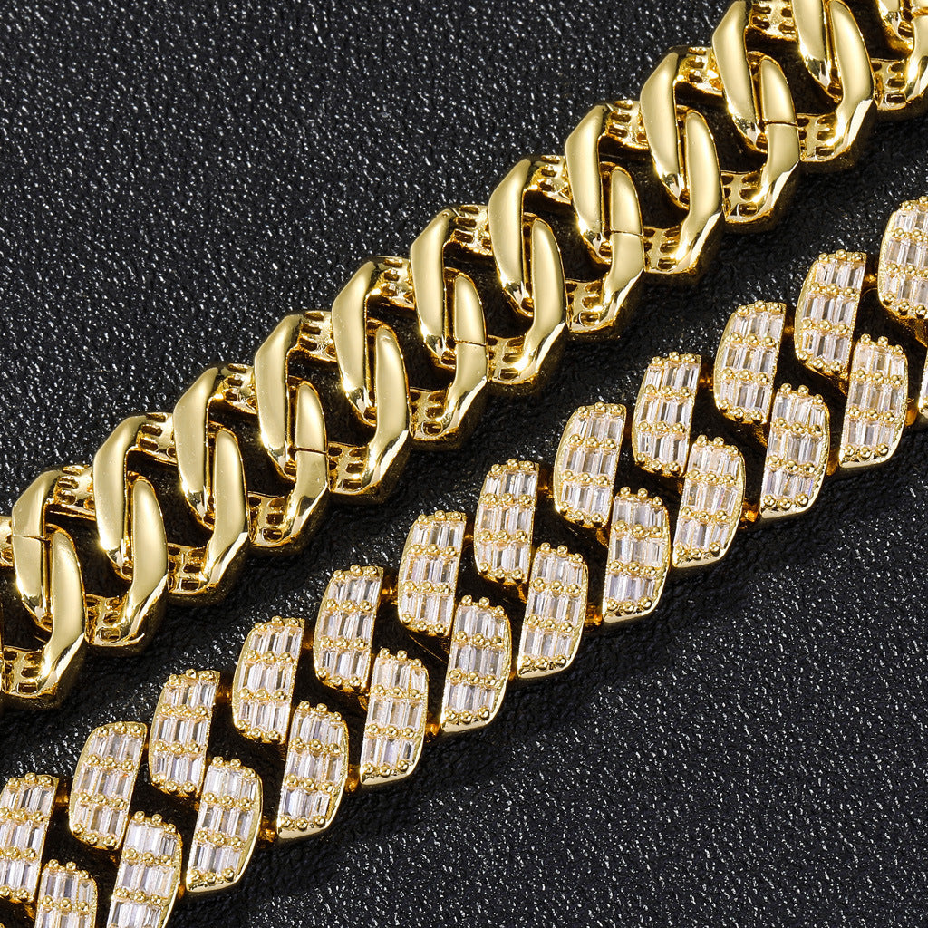 17mm fully iced baguette diamond cuban link necklace chain White Gold yellow gold asap rocky playboi carti lil uzi vert hip hop jewelry custom made