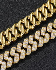 17mm fully iced baguette diamond cuban link necklace chain White Gold yellow gold asap rocky playboi carti lil uzi vert hip hop jewelry custom made