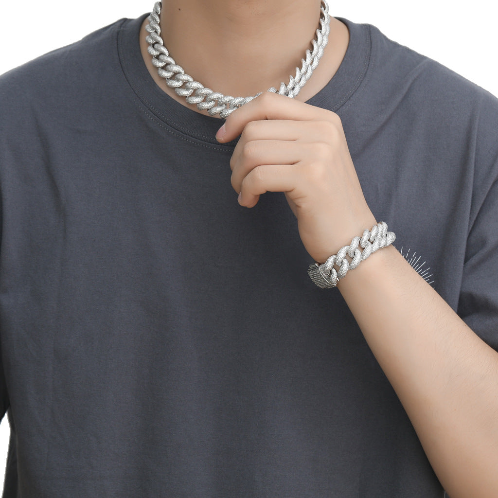18mm rounded bubble cuban links necklace/bracelet chain 3D diamons vvs ifandco shopgld