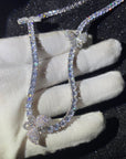 4mm tennis link with fully iced 3 butterflies short diamond necklace choker White Gold kylie jenner kardashians