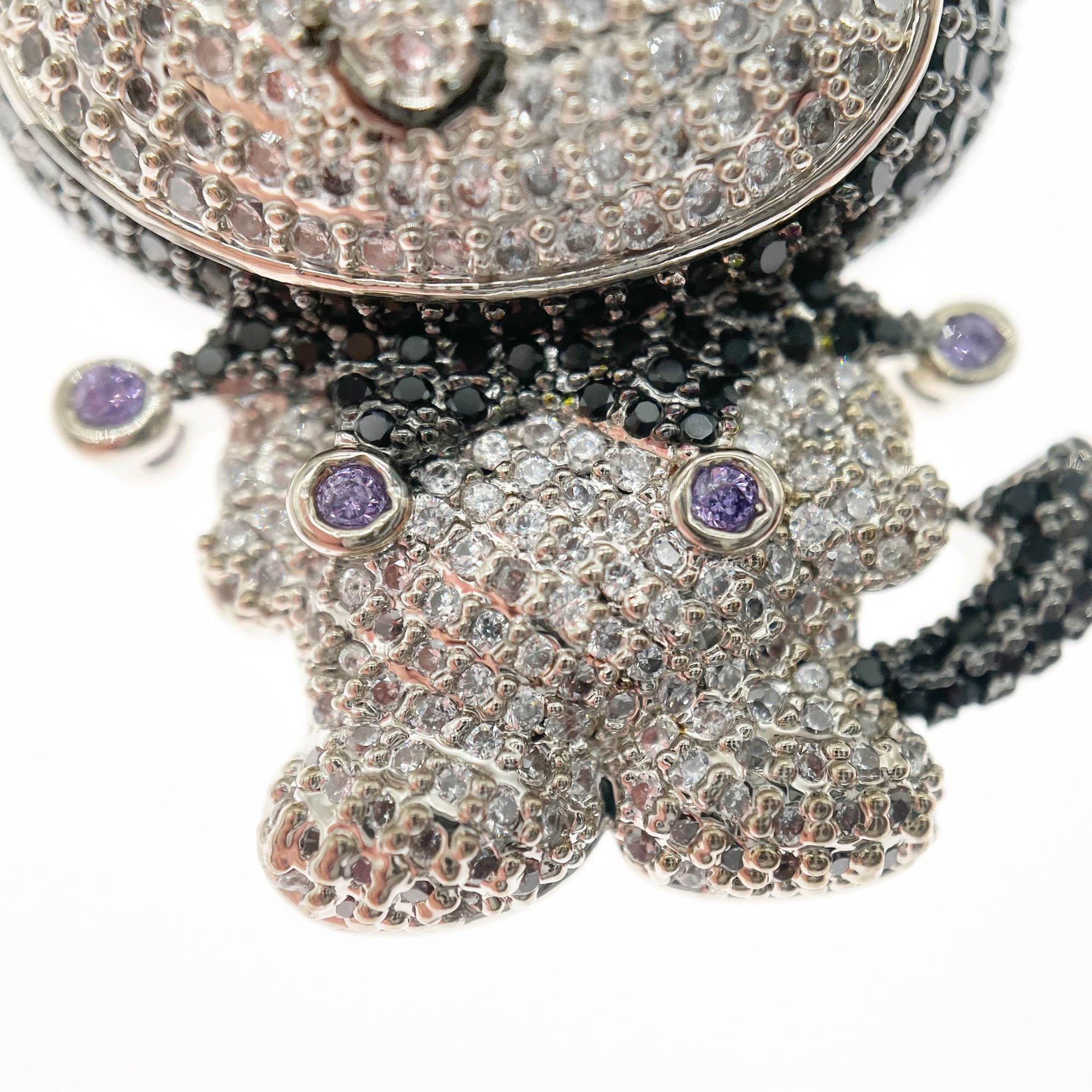 ifandco Iced Out Kuromi diamond pendant necklace with free matching chain included.