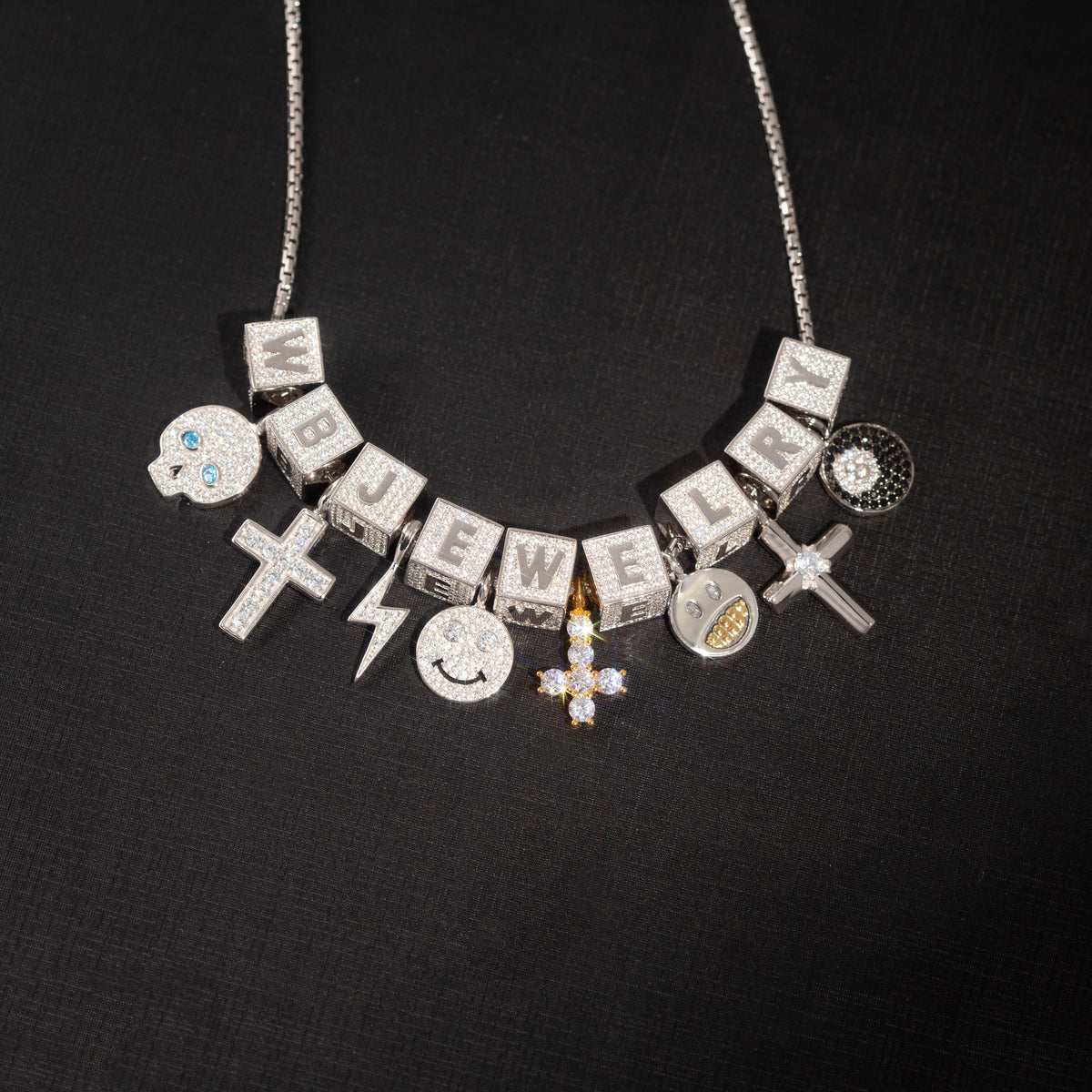 Fully iced cross pendant necklace chain diamond ifandco nano eyefunny