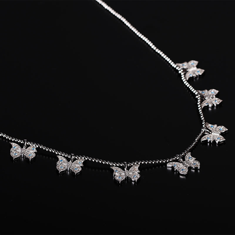 Farfetch Eyefunny diamond butterfly pendant choker necklace 