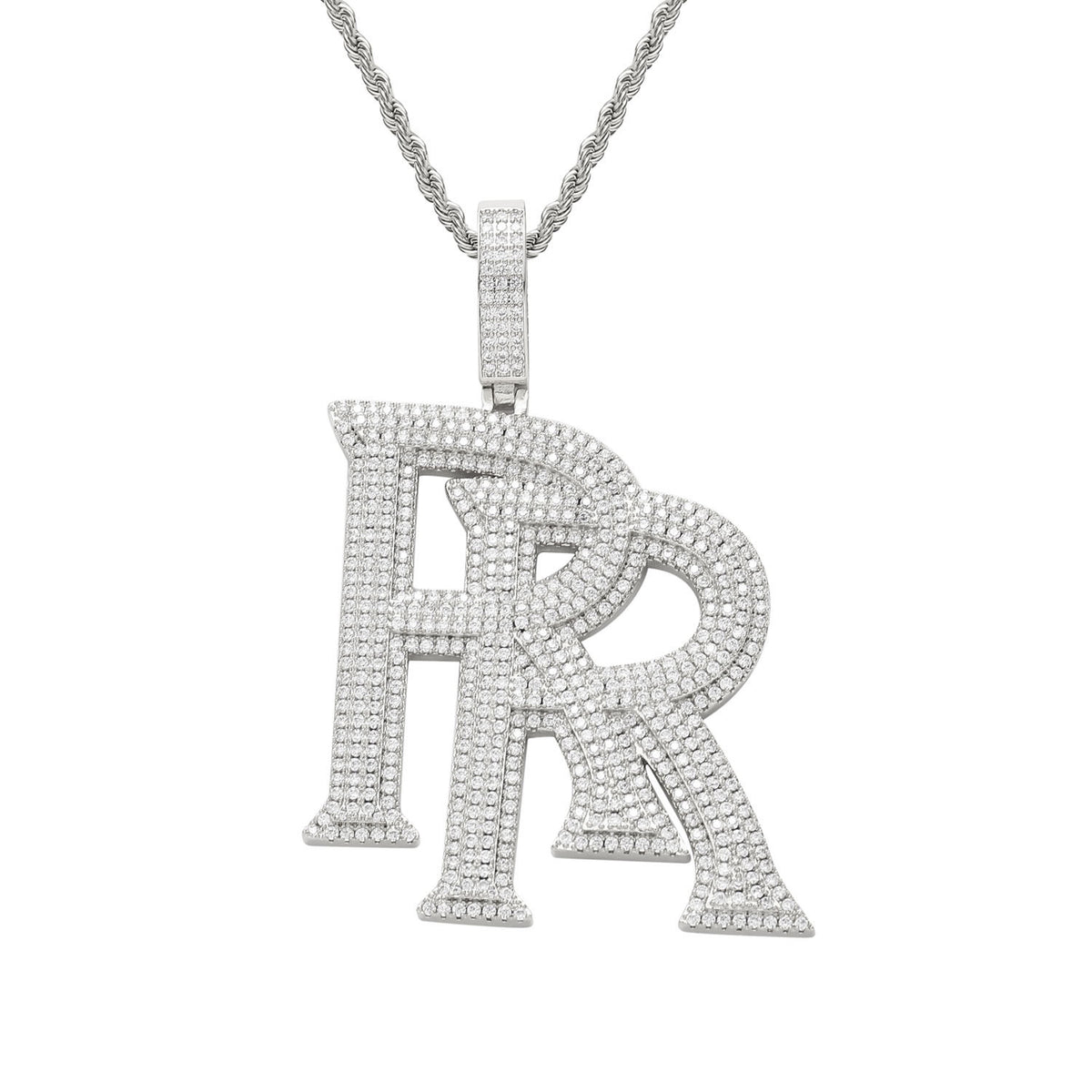 Double RR RoddyRicch diamond pendant &amp; necklace with free matching chain included shopgld ifandco