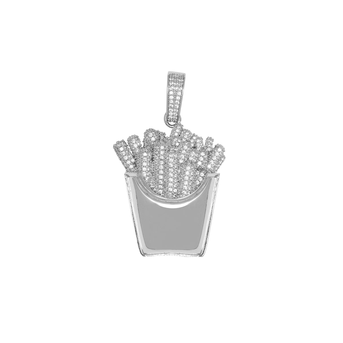 Emoji french fries pendant &amp; necklace with free matching chain free shipping white gold diamond emoji necklace chain