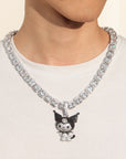 ifandco Iced Out Kuromi diamond pendant necklace with free matching chain included.