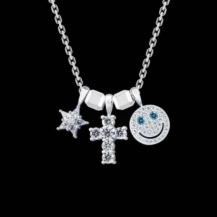 EYEFUNNY smiling face pendant necklace chain diamond vvs アイファニー POGGY KIM JONES VIRGIL JBALVIN