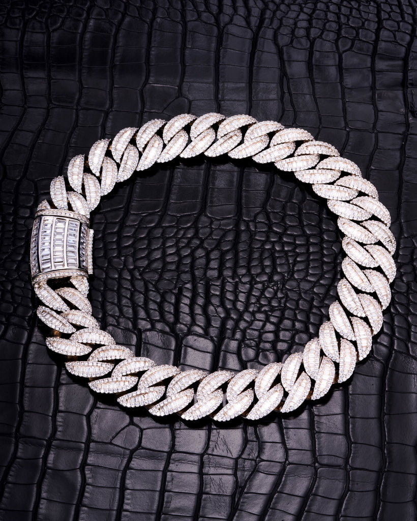 20mm baguette link necklacechain custom clasp white gold diamonds ifandco icebox asaprocky travis scott